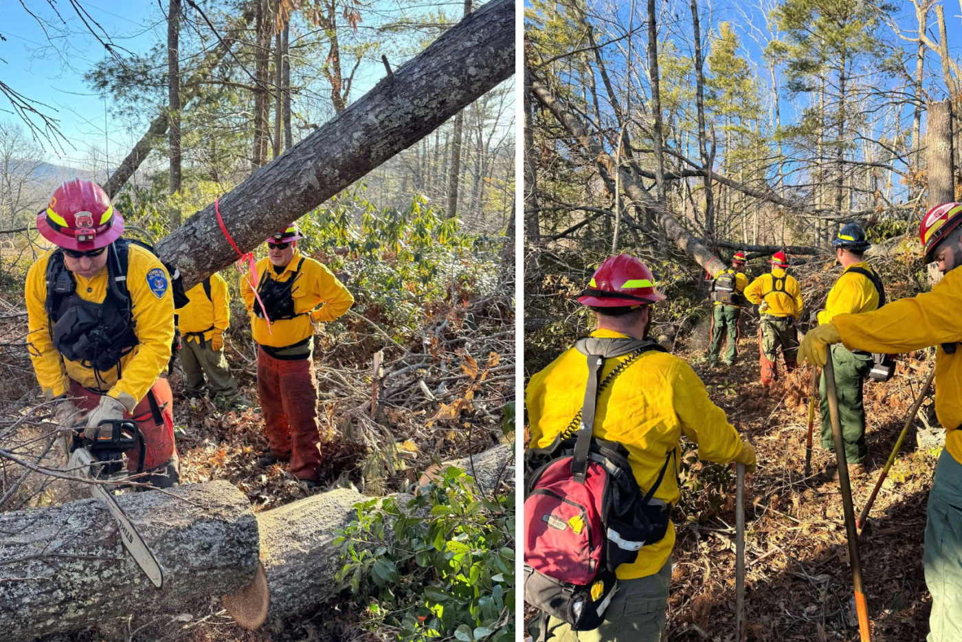 fire fighters work to reduce risk from wildfires in western North Carolina