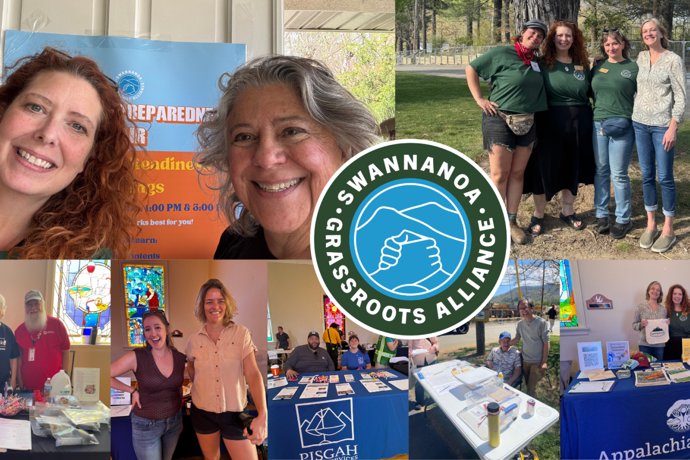 Photo collage of resource fair attendees in Swannanoa, NC