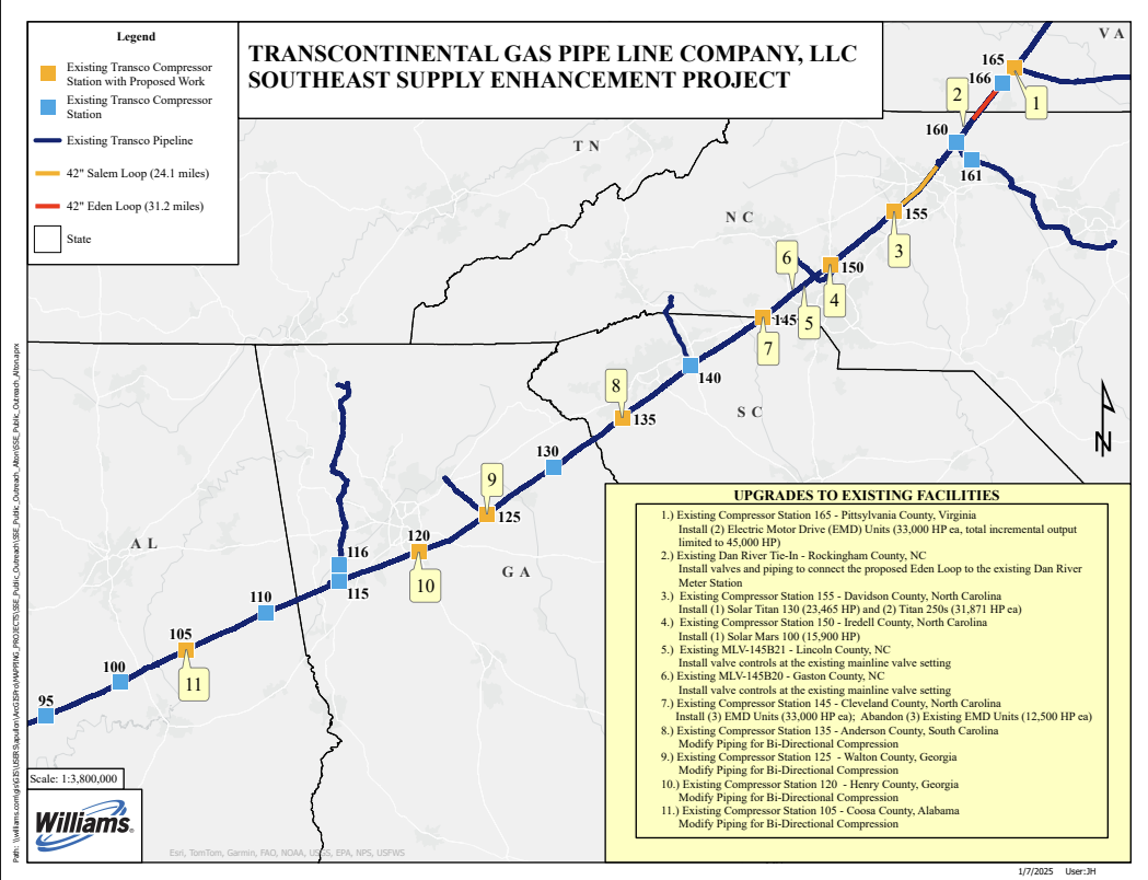 Southeast Supply Enhancement Project map. 