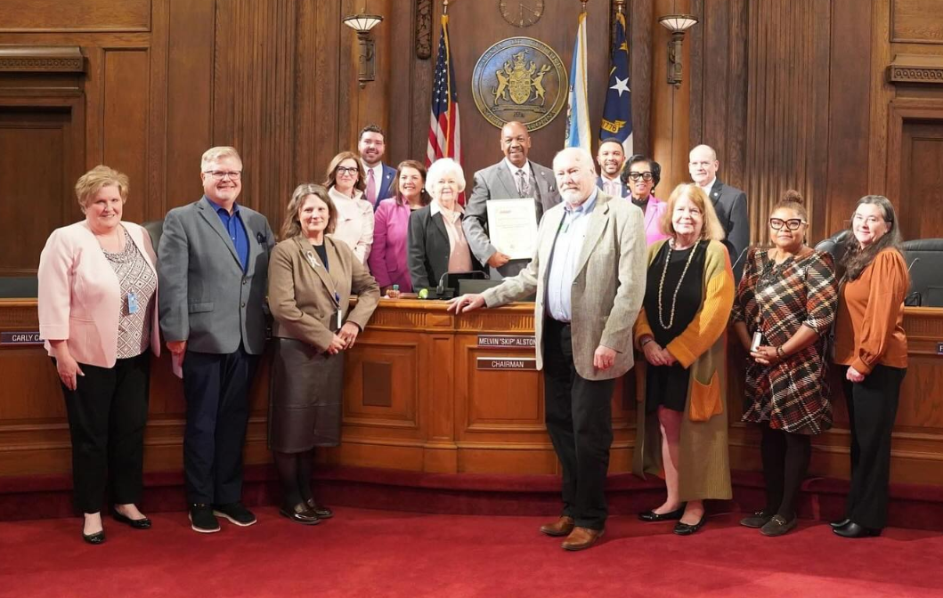 The American Association of Retired Persons (AARP) presenting the Guilford County Board of Commissioners a certification designating Guilford County as an age friendly community during the October 17, 2024 board meeting.