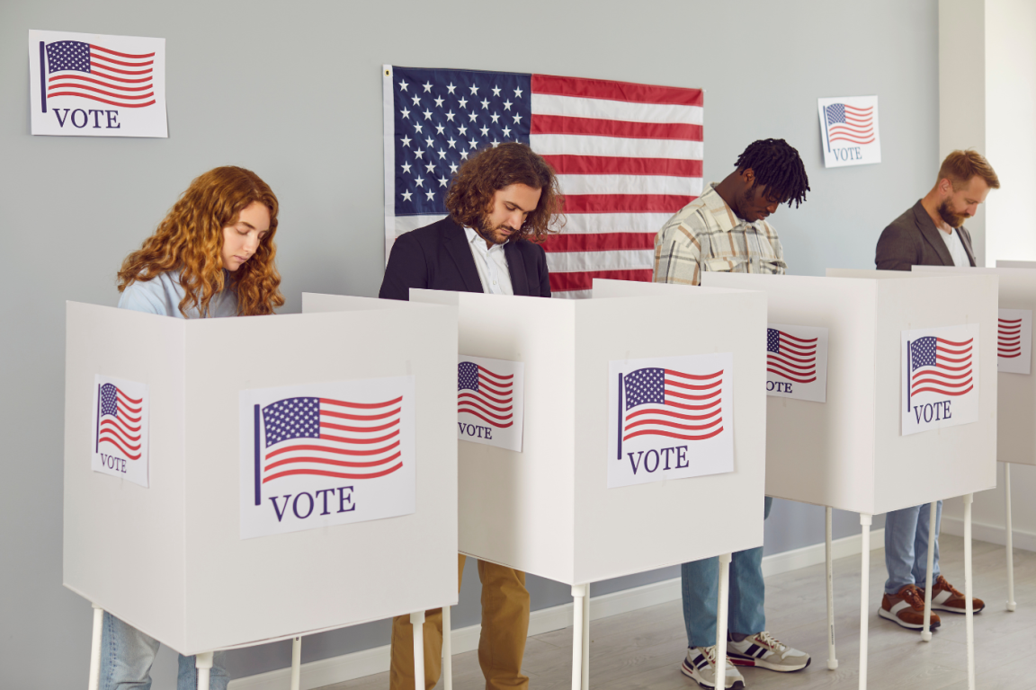 People at Voting Site