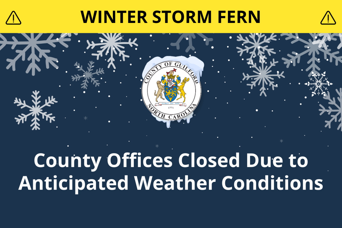 Winter Storm Fern - County Offices Closed Due to Anticipated Weather Conditions.