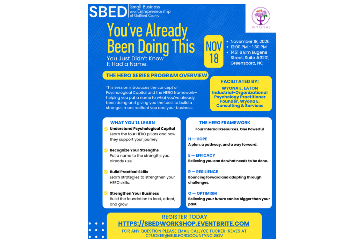 You've Already Been Doing This, You Just Didn't Know It Had a Name flyer for the November 18th program session.