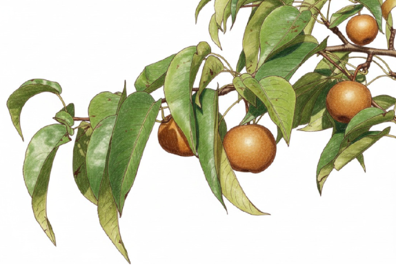 Ripe pears on an Asian pear tree.