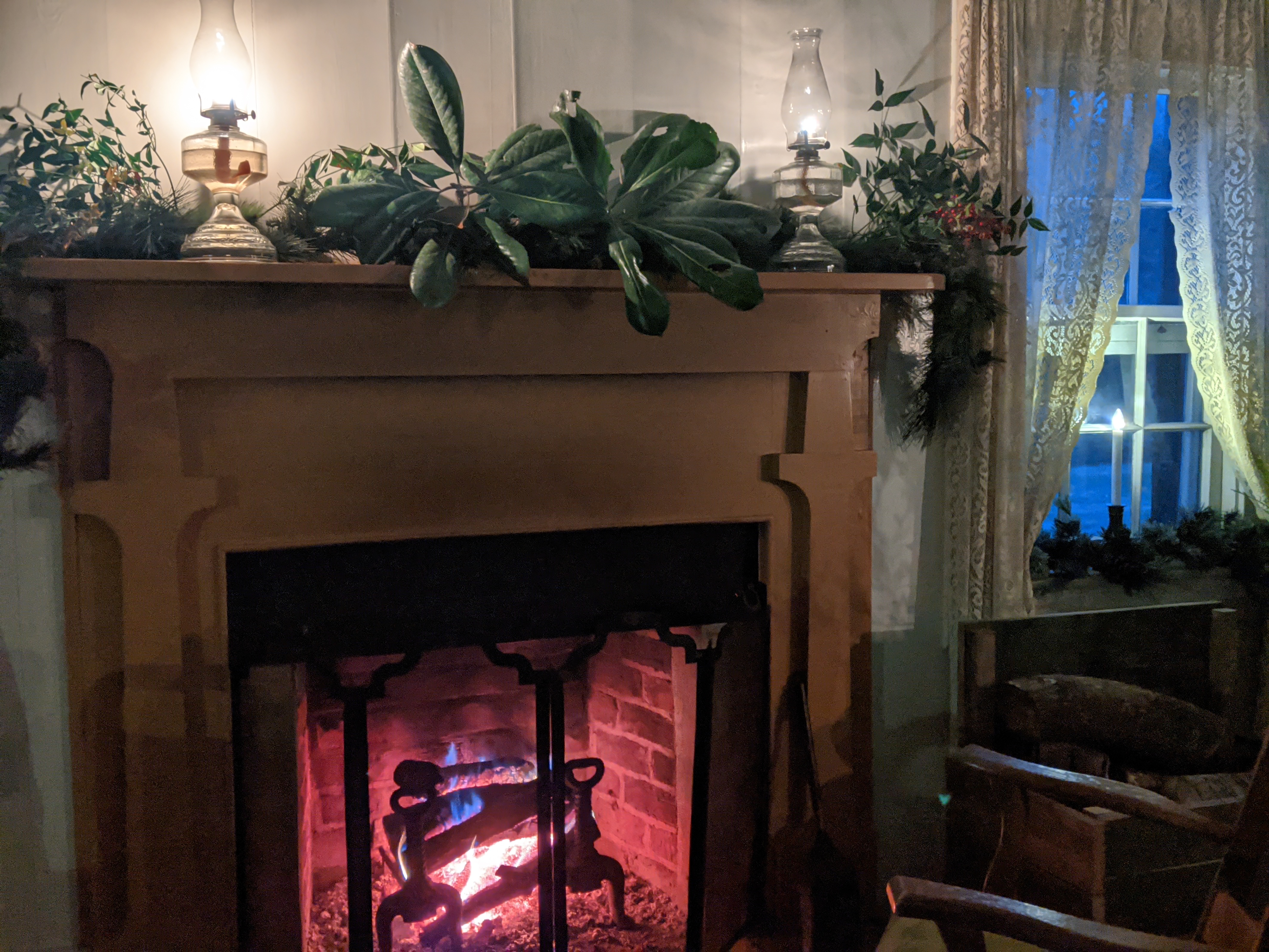 Fireplace with Christmas Decorations