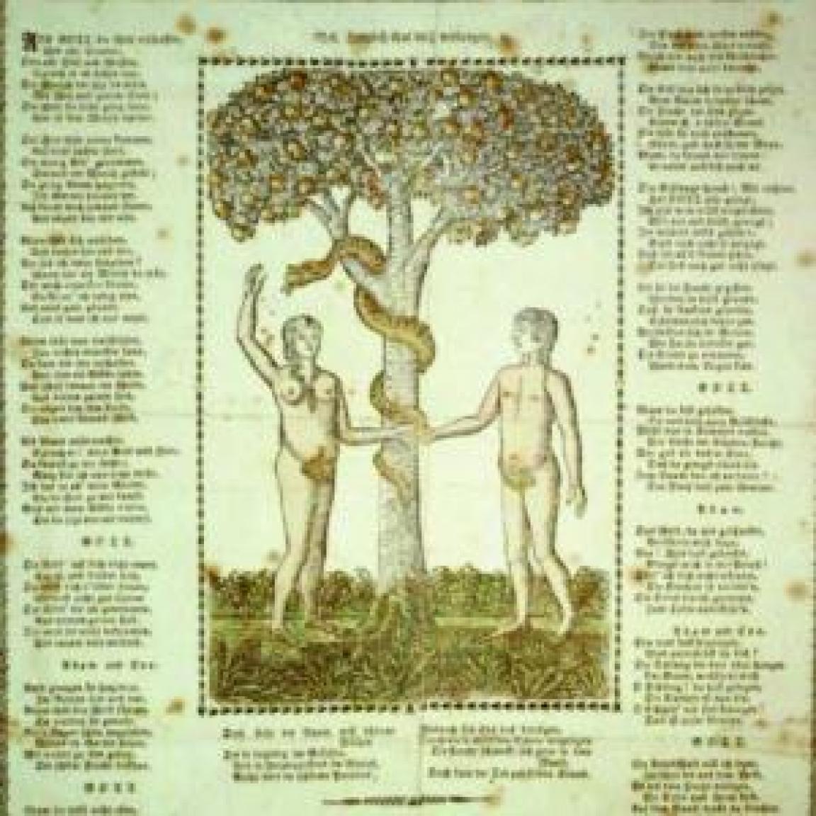 Antique drawing of Adam and Eve