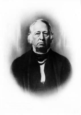Photograph of Romulus Mitchell Saunders (1791-1867) in a suit staring sternly towards the camera. Saunders served many political offices in his long career, including North Carolina's Attorney General at the time of Thomas Day's marriage in 1830.