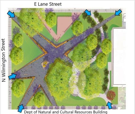 Map of Freedom park with ramp entrances marked