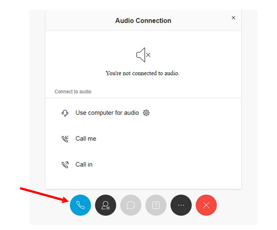 Image of option for audio connection for a webex meeting