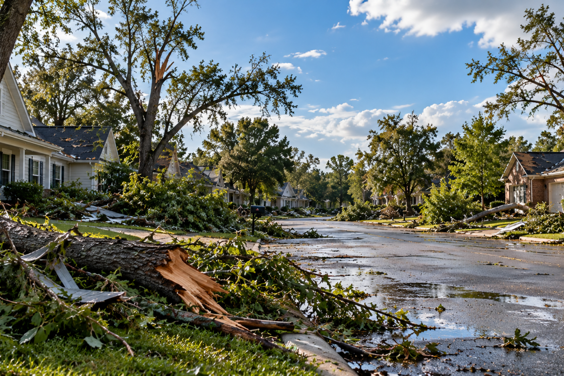 Post-Storm Suburban Street Cleanup