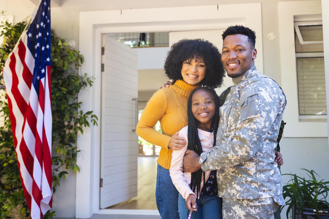 Military Family in front of their home