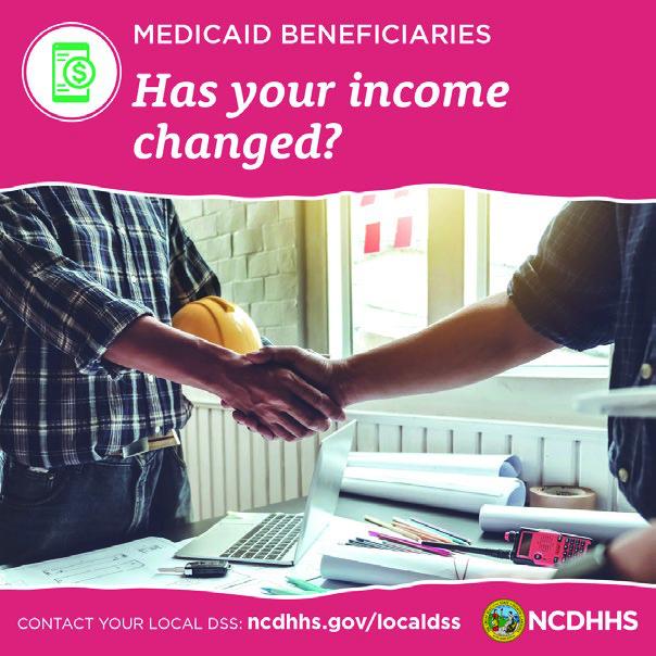 Social media graphic Has your income changed English square format
