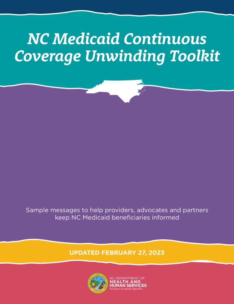 Cover page graphic with North Carolina state outline and NC Department of Health and Human Services seal
