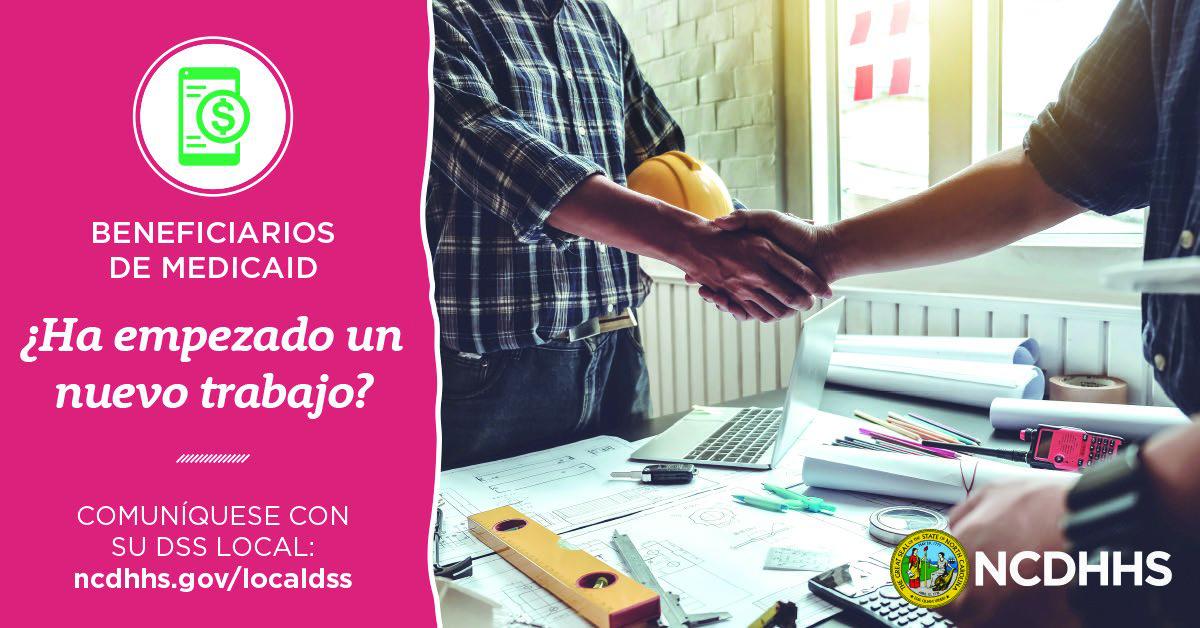 Social media graphic ¿Ha empezado un nuevo trabajo Spanish wide format