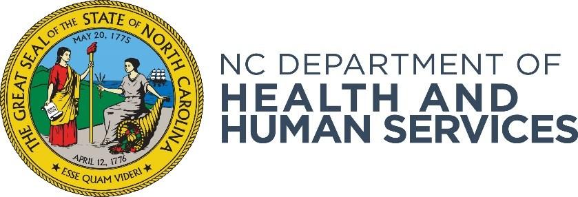NC Department of Health and Human Services logo and North Carolina state seal