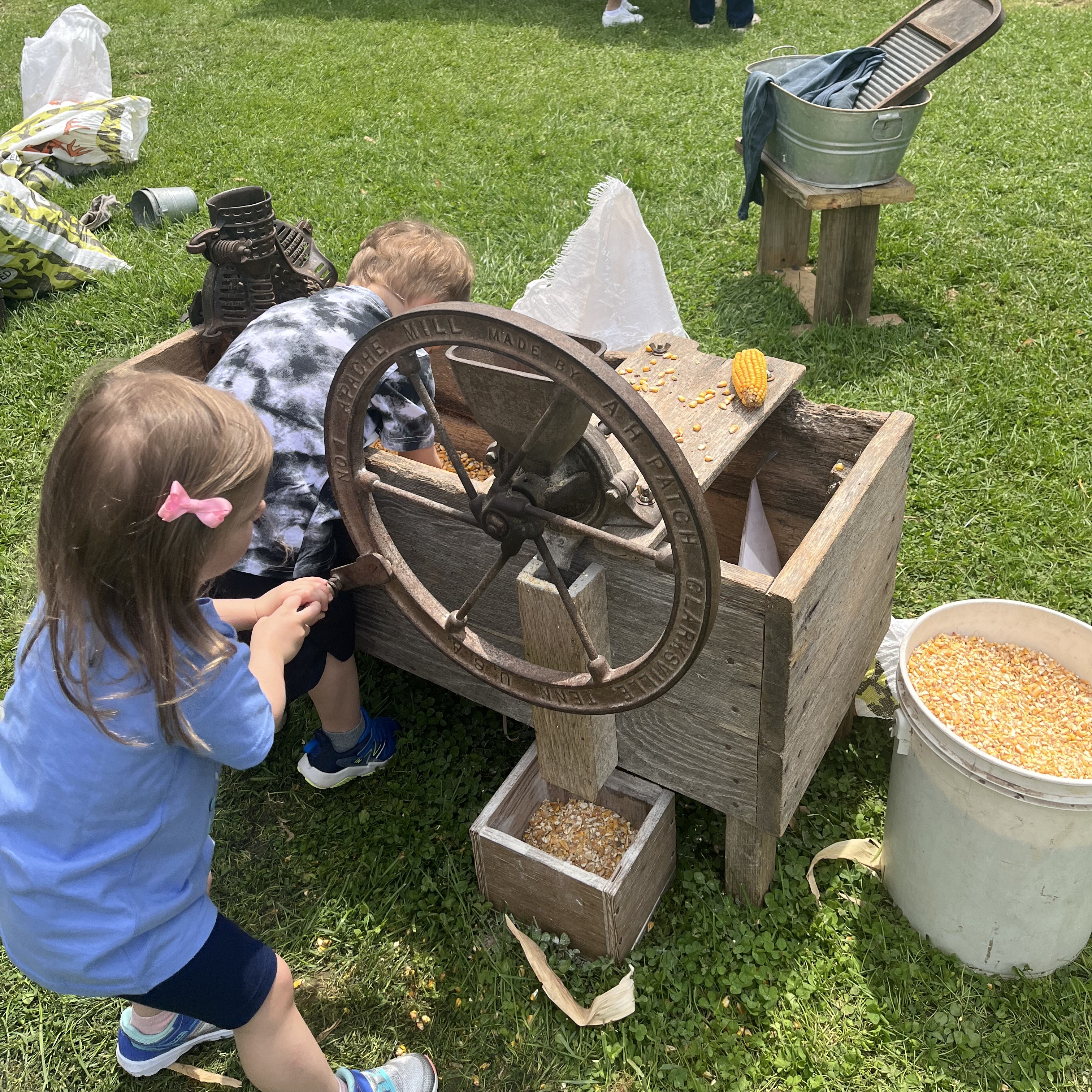 children doing farm chores 