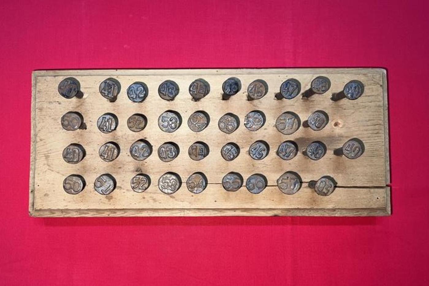board of dated nails ranging from 40 to 50