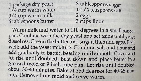 Recipe for Sally Lunn bread