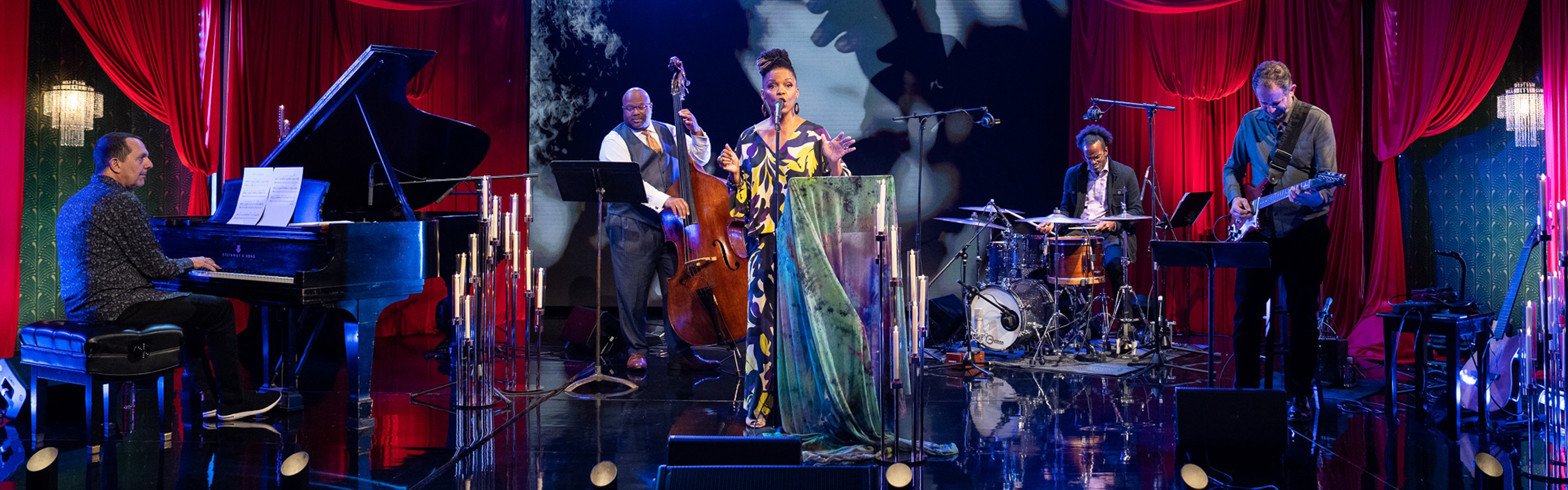 Jazz artist Nnenna Freelon performing with a full band
