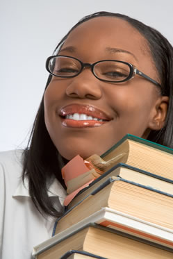 Picture of female educator with books