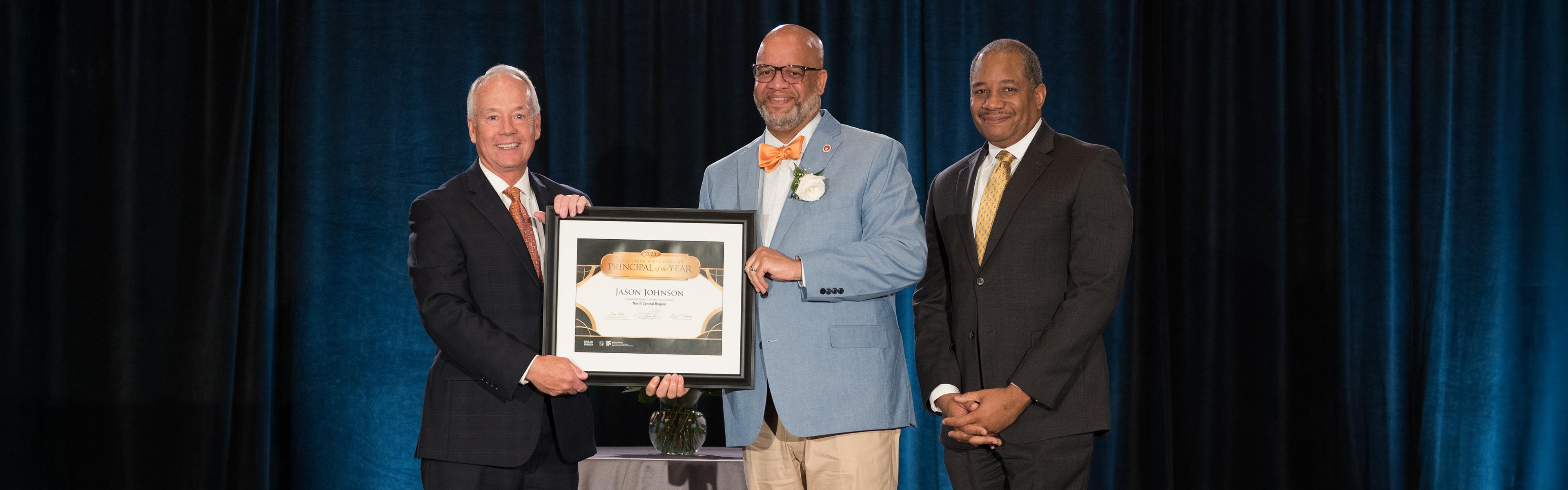 Wells Fargo 2025 NC POY, Jason Johnson, NC State Superintendent Mo Green