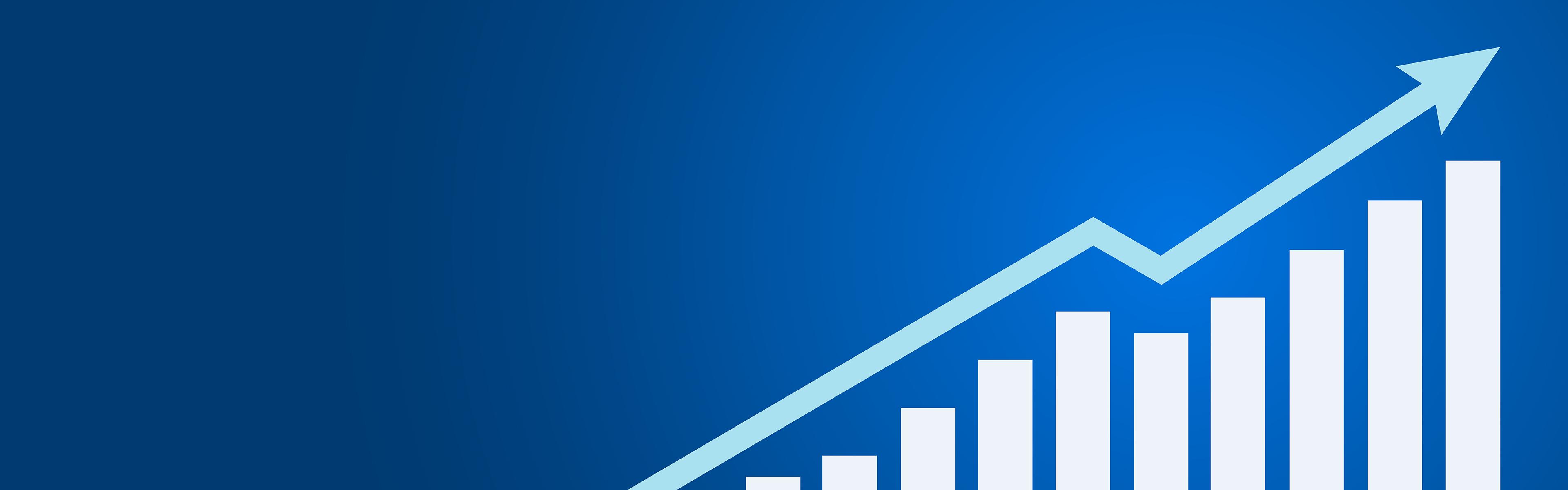 Graph with an arrow heading upward.