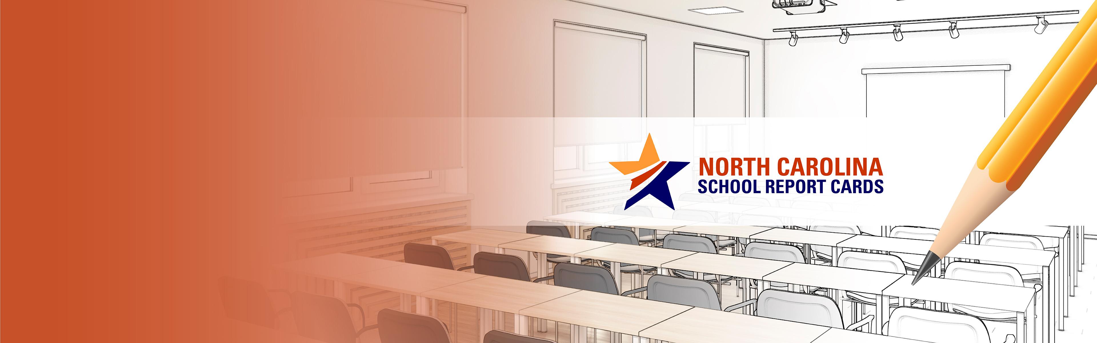 School report cards logo with a pencil over an orange background.