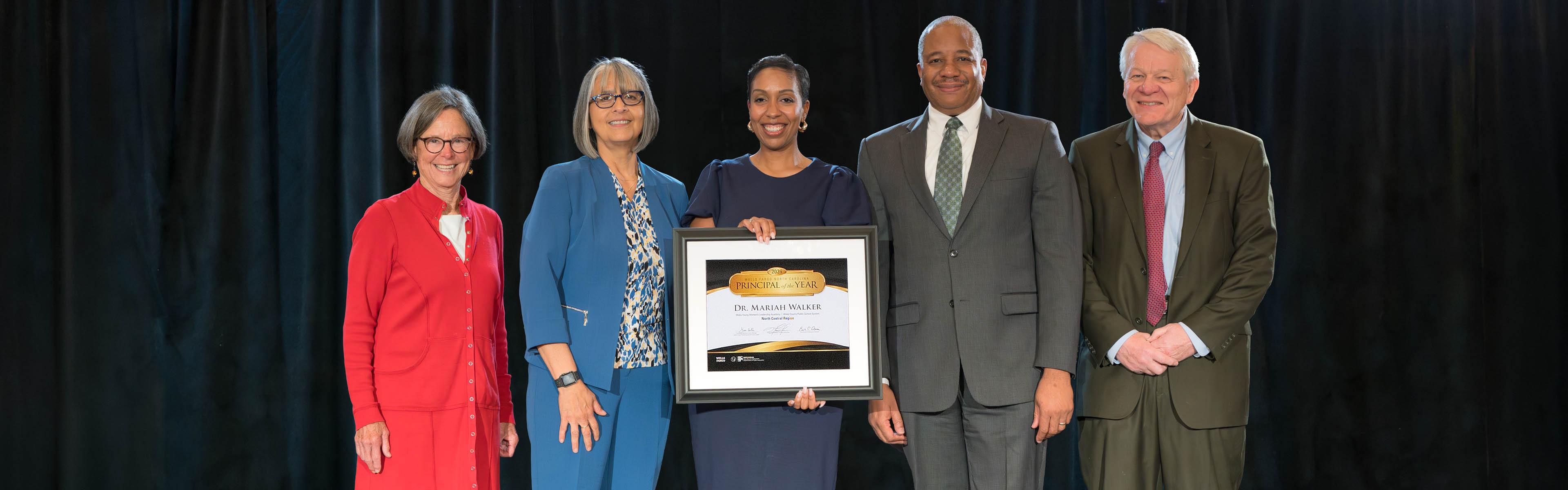 2026 NC Principal of the Year winner with Superintendent Maurice "Mo" Green and others
