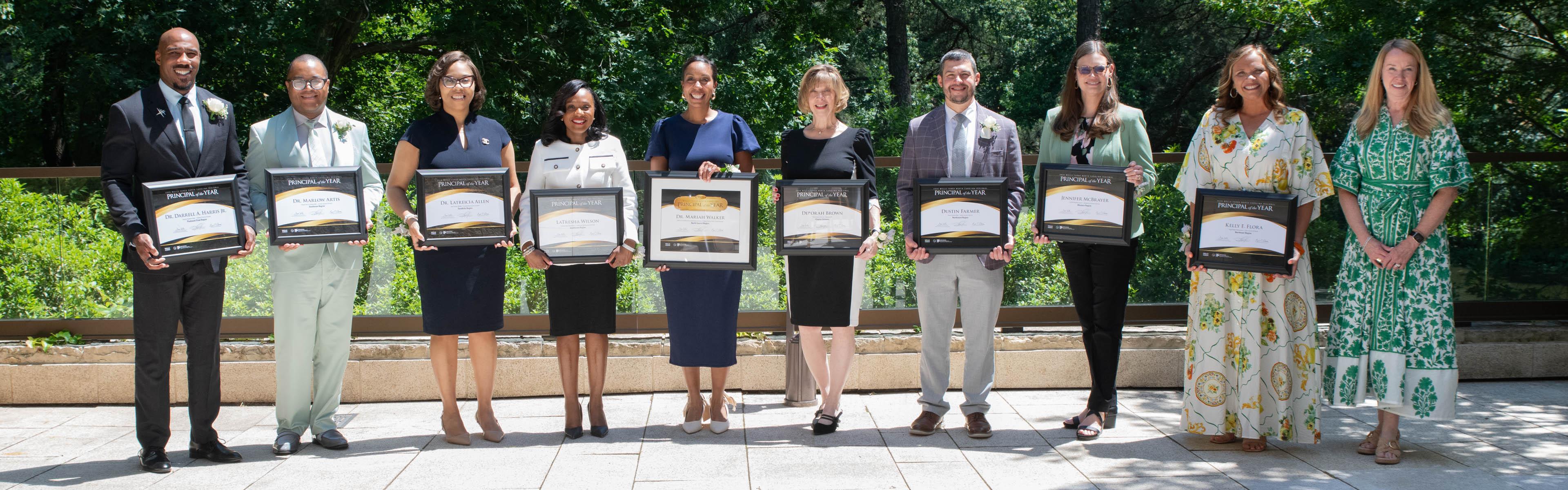 2026 NC Principal of the Year winner with other finalists