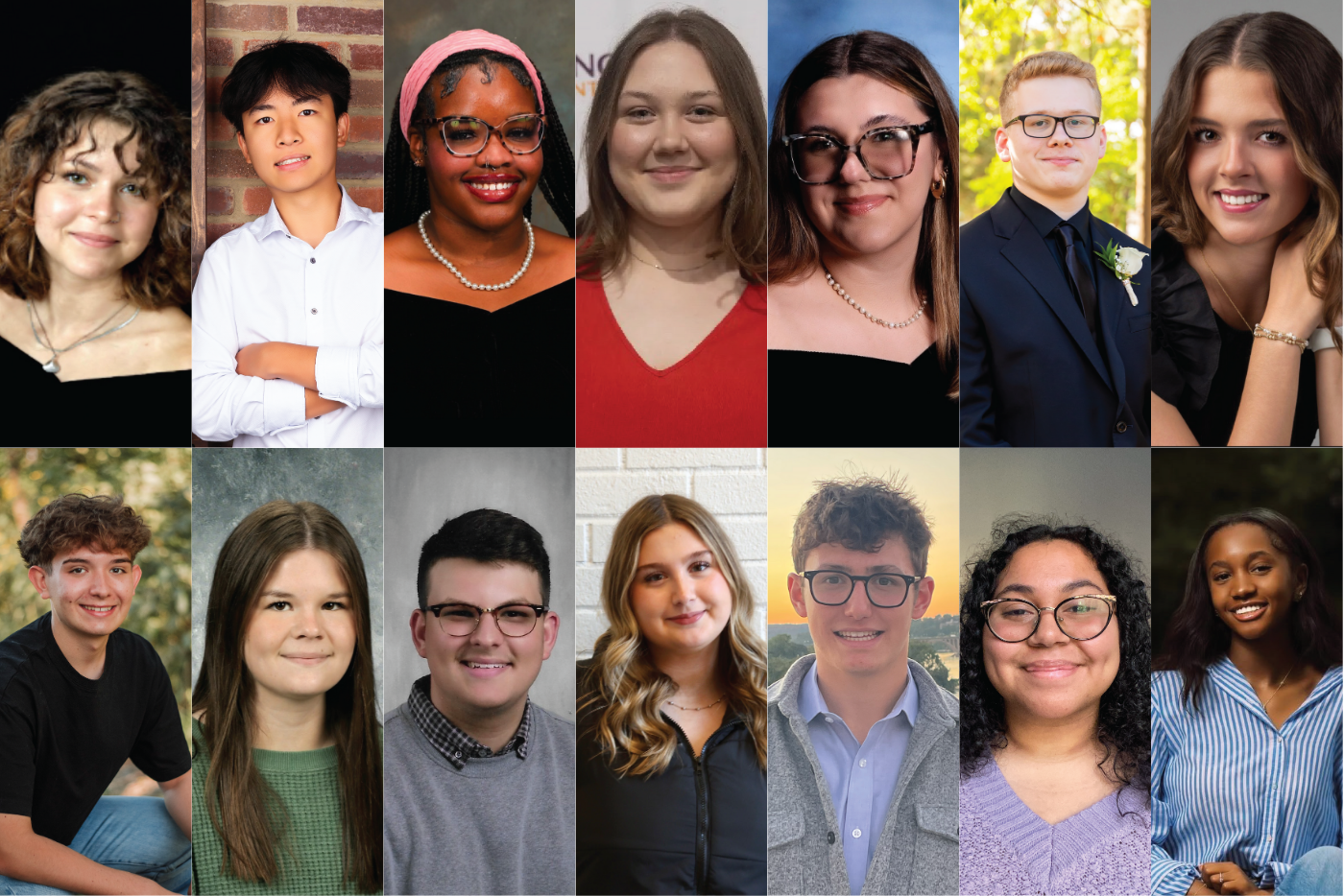 Headshots of the 14 featured students in a collage.