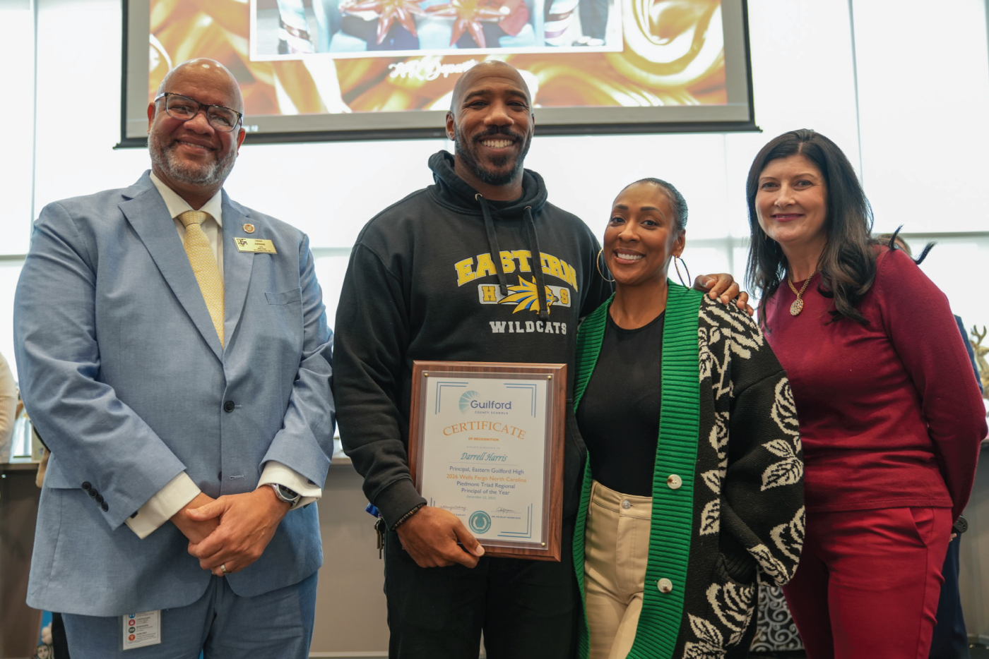 Dr. Darrell A. Harris, Jr. is recognized as the Piedmont Triad  Region Principal of the Year.