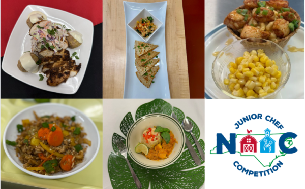 Photos of the five finalists’ dishes.