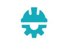 A gear wearing a hardhat Iconography.