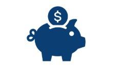 A blue piggybank.