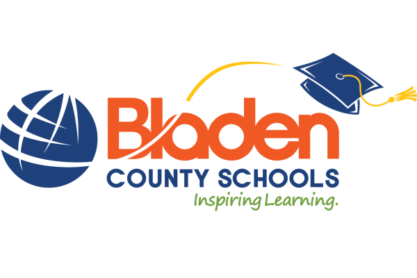 A globe and graduation cap with the words "Bladen County Schools: Inspiring Learning".