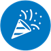 A party favor on blue background.