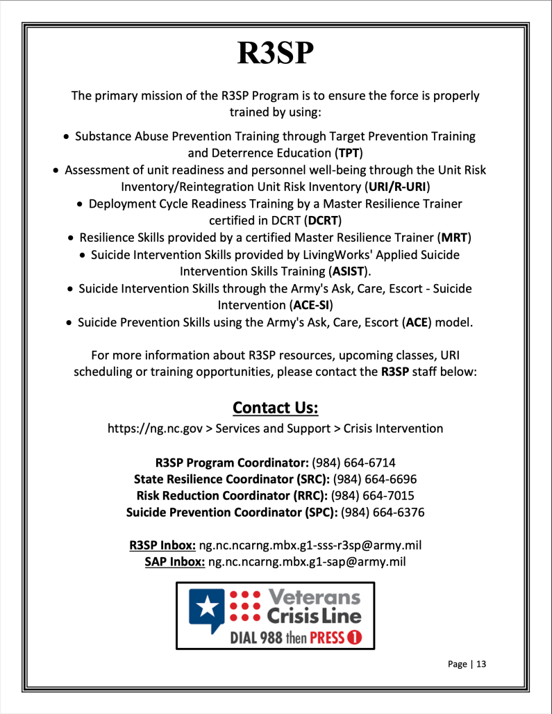 North Carolina National Guard Soldier Support Services Rucksack NCNG