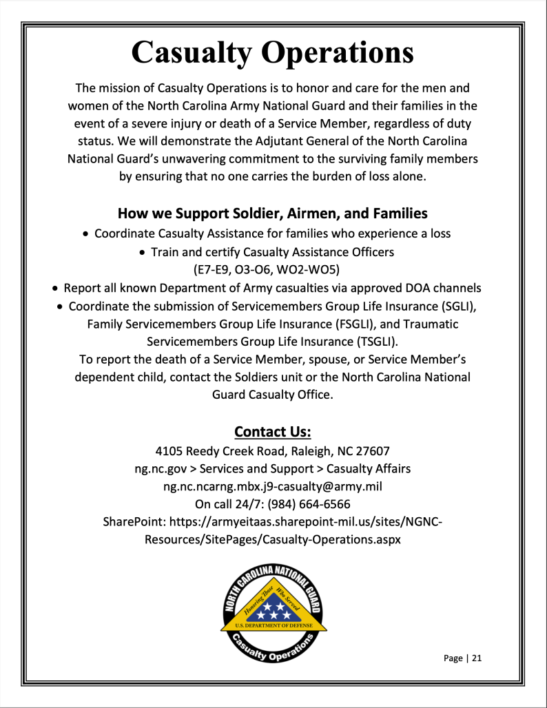 North Carolina National Guard Soldier Support Services Rucksack NCNG