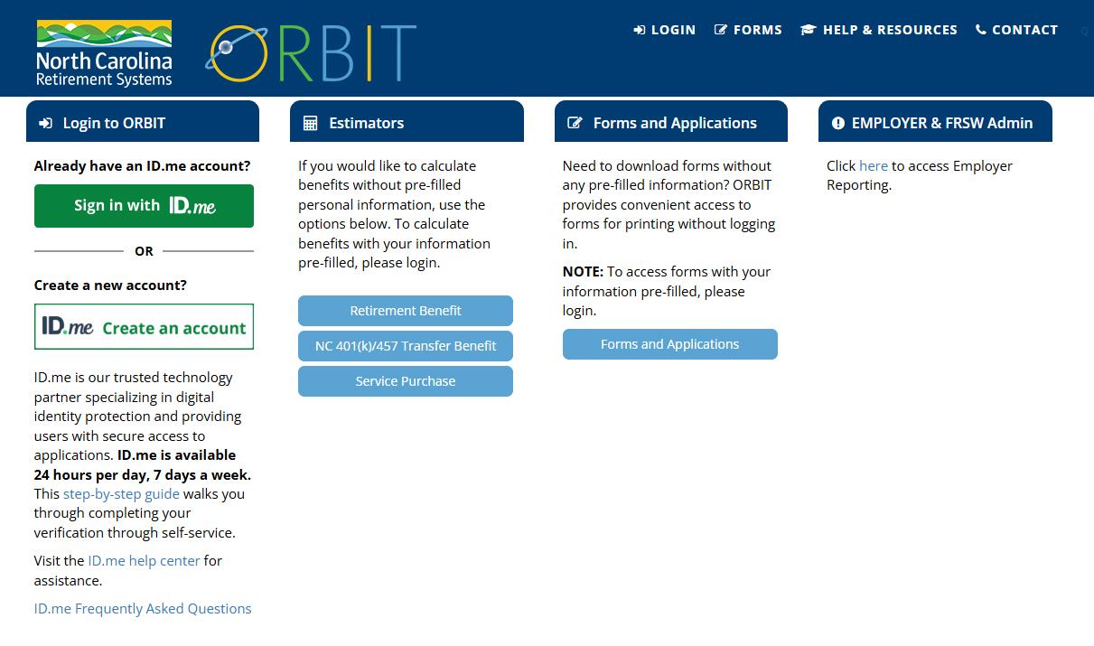 Screenshot of the ORBIT landing page.