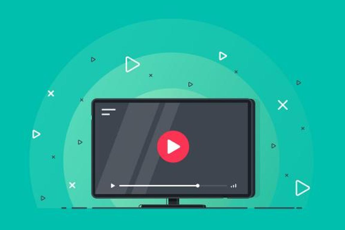 Graphic showing a computer screen with a play button ready to be clicked on on the screen