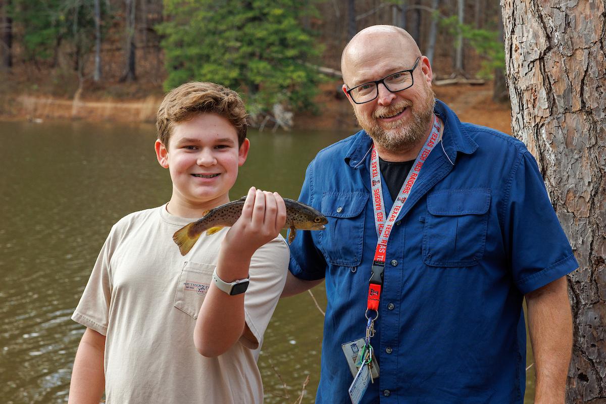trout fishing father and son