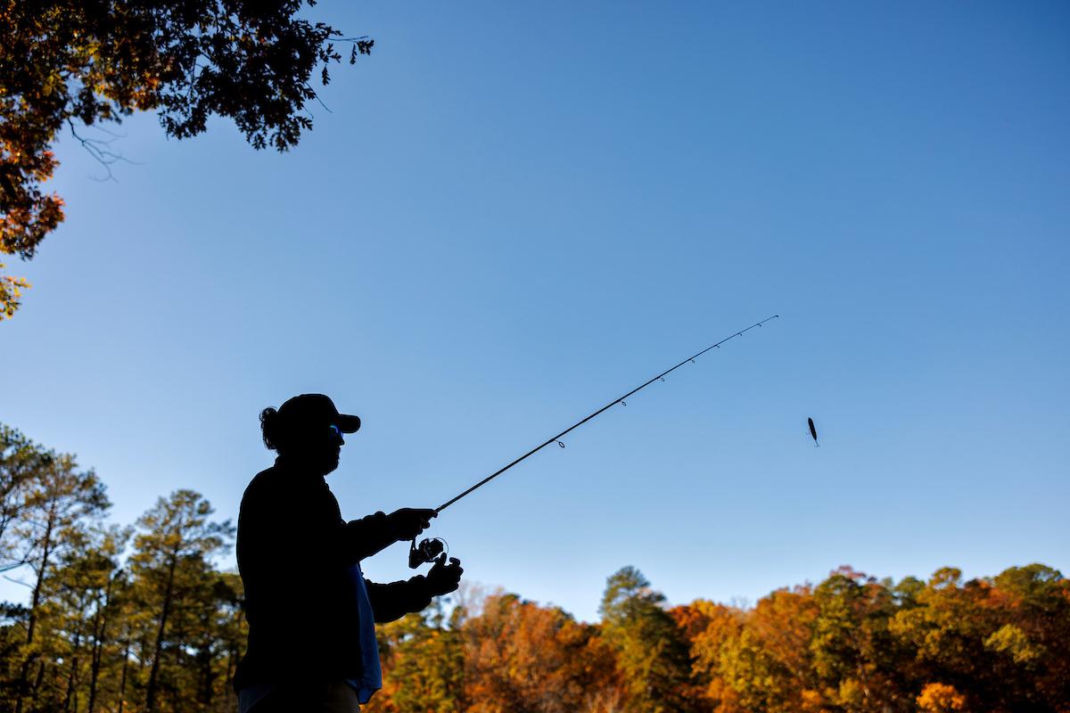 Silhouette of fisherman