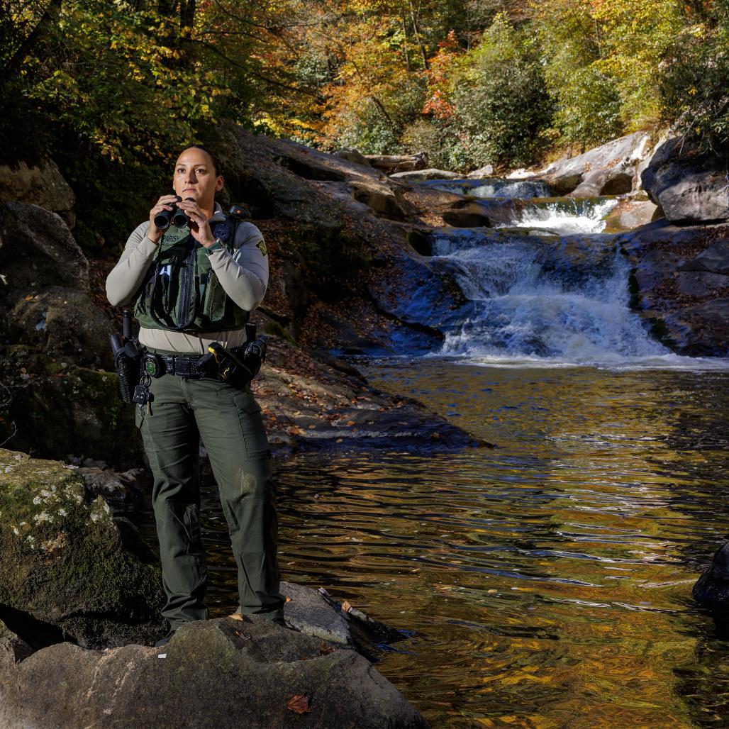 Wildlife Officer in woods