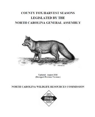 The cover of the Fox Trapping Season publication features a black and white drawing of a fox