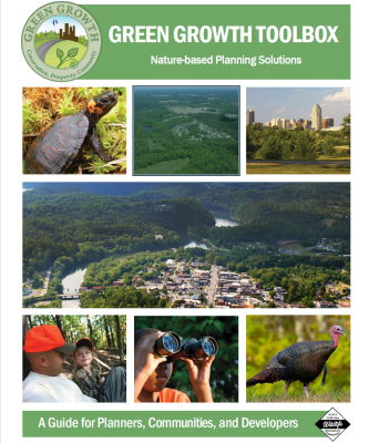 Cover of the 2025 Green Growth Toolbox handbook features a variety of wildlife and landscapes