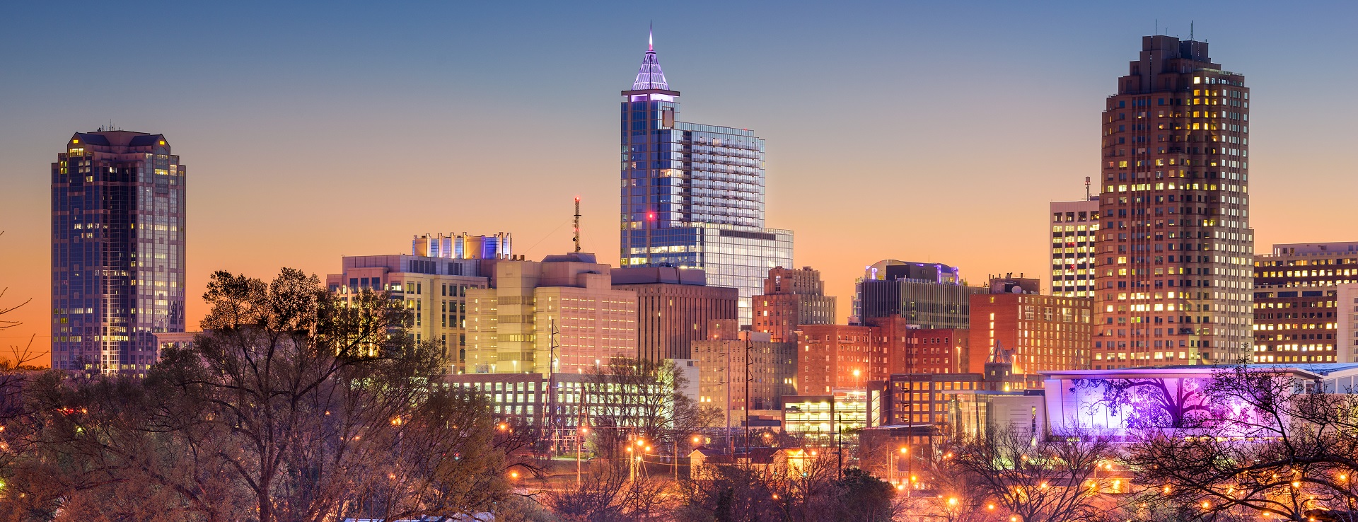Raleigh NC Skyline at night