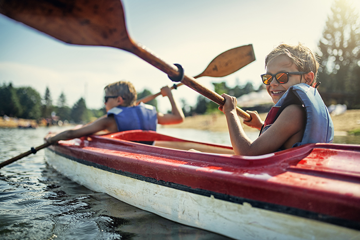 boys kayaking