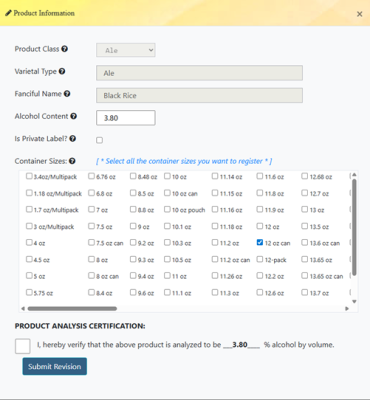 Product Information Window