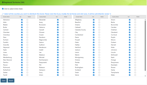 Registered Territories Window
