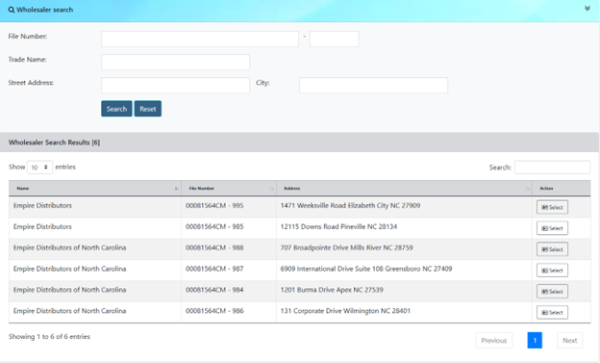 Wholesaler Search